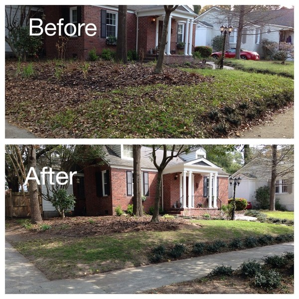 Before and after commercial property cleanup in Chapel Hill, NC