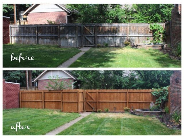 Before and after fence restoration in Cary, NC